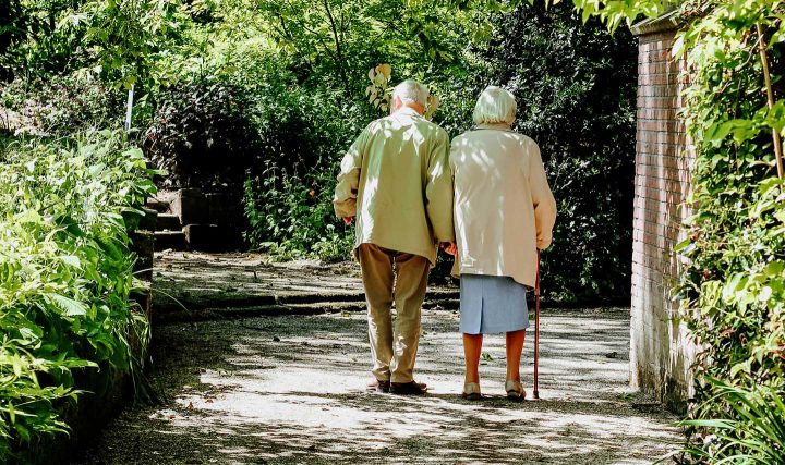 An elderly couple enjoying companionship