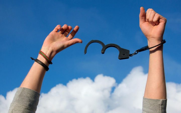 Open handcuffs depicting the concept of liberty