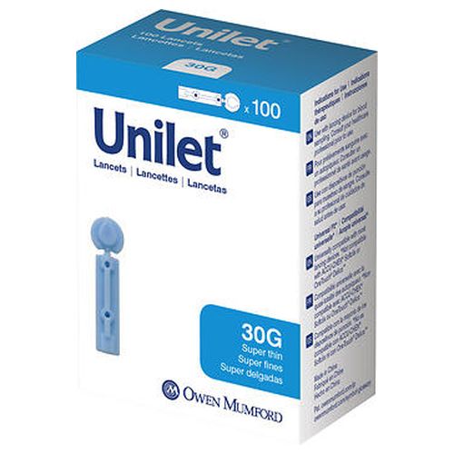 Unilet Super Thin 30G Lancets SingleUse Sterile 100 Each by Lancet