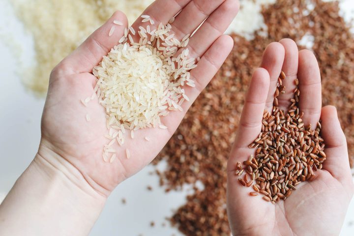 White and brown rice