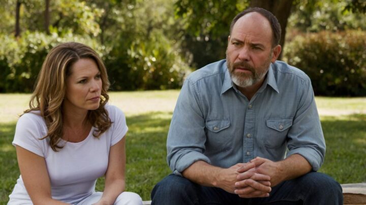A husband attentively listening to troubled wife