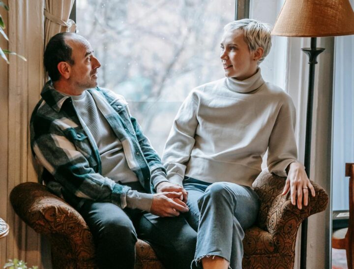 A husband listening to his wife