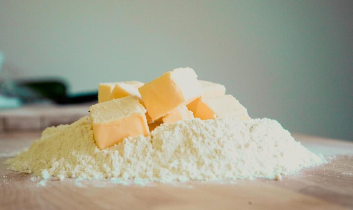 Pieces of butter to be incorporated into a dough