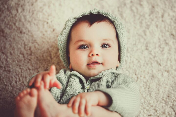 A baby moving in the cradle