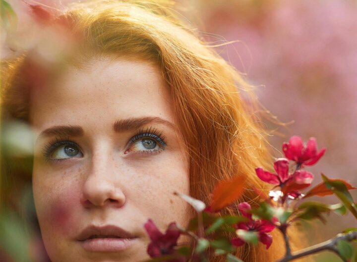 A woman with red hair