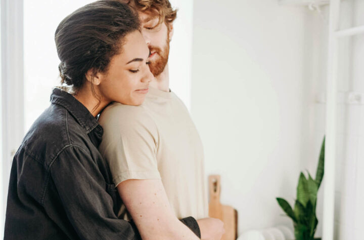 A couple hugging each other