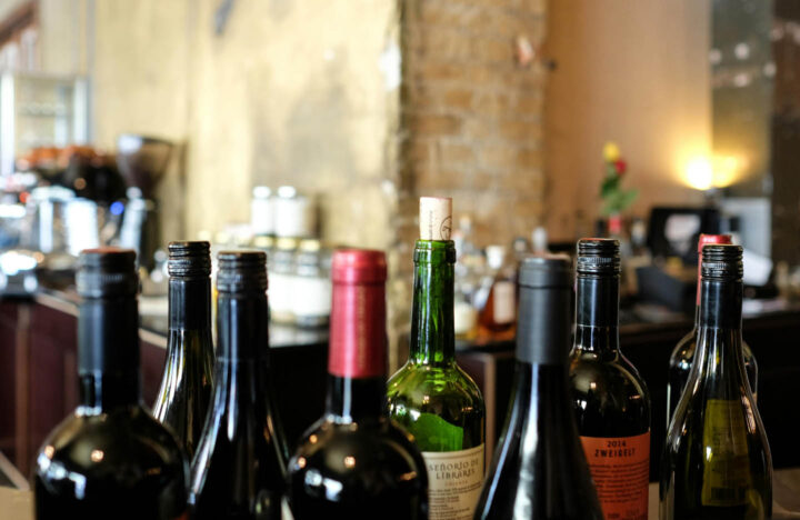 Bottles of wine on a table