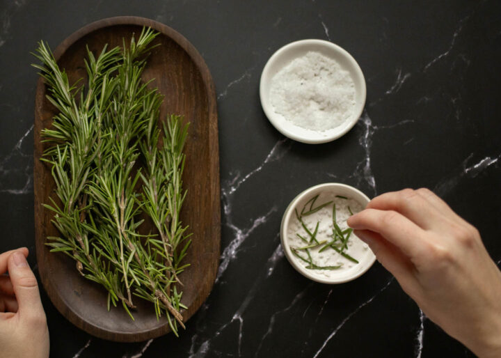 Rosemary and salt for seasoning