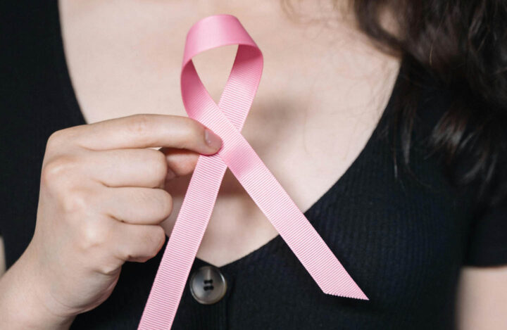 A pink breast cancer ribbon