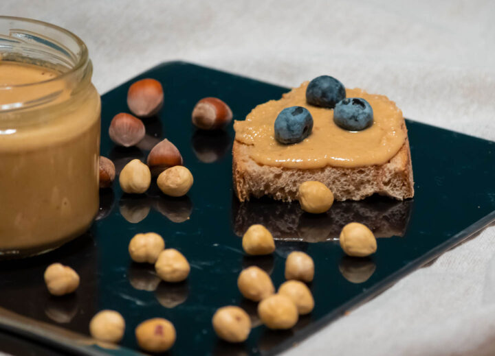 A bread with hazelnut butter